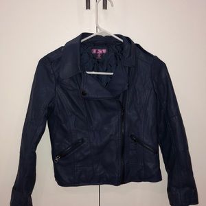 Blue leather jacket